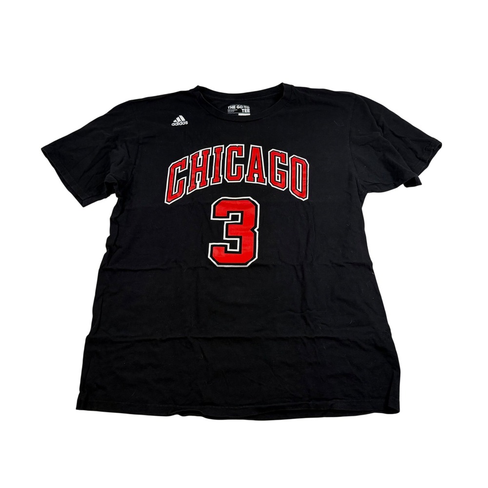 Adidas‎ Chicago Bulls Dwyane Wade 3 NBA Graphic T-Shirt Black Mens Large